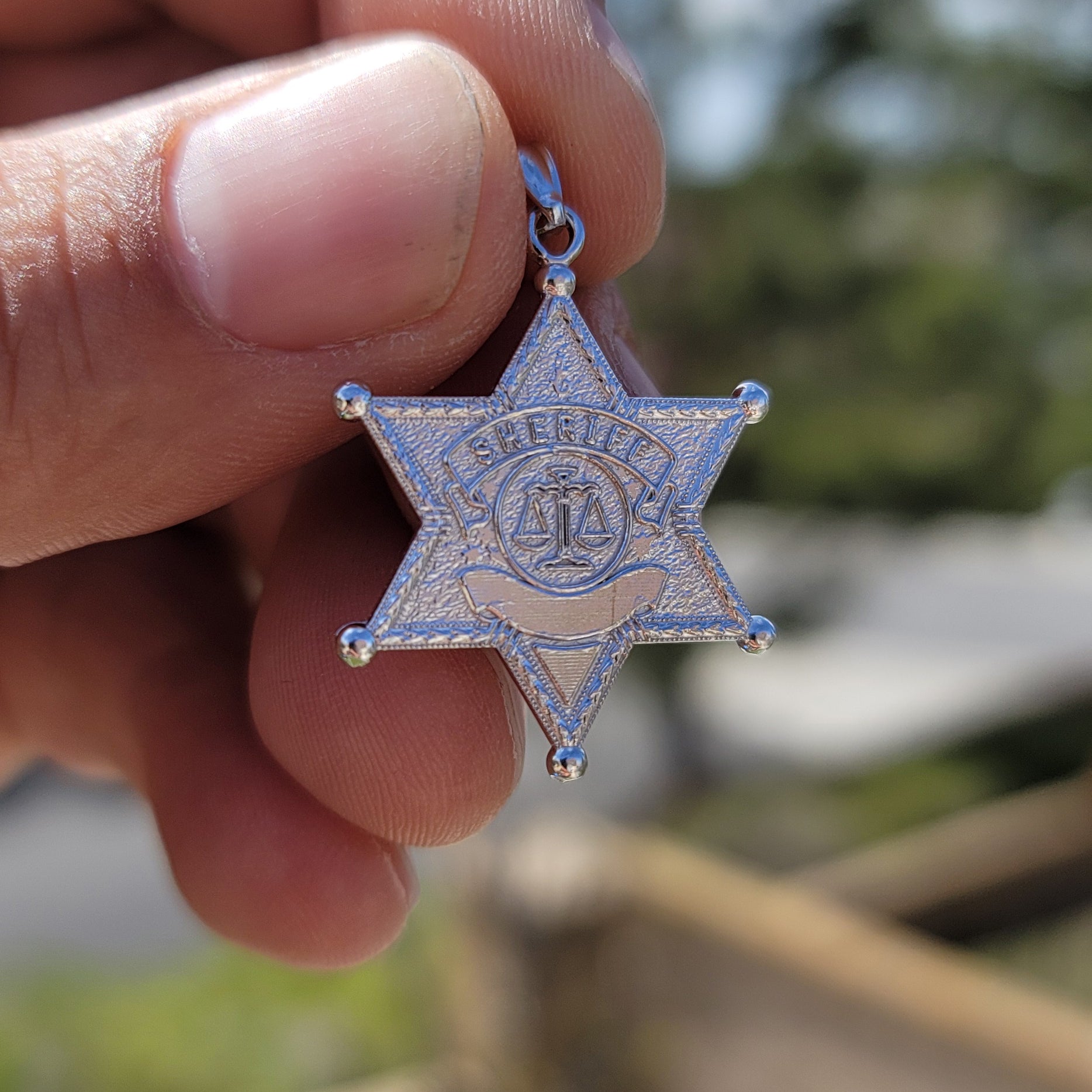 14K or 18K Gold Sheriff Badge Pendant