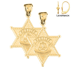 Ohrringe mit Sheriff-Abzeichen aus 14 Karat oder 18 Karat Gold