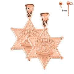 Ohrringe mit Sheriff-Abzeichen aus 14 Karat oder 18 Karat Gold