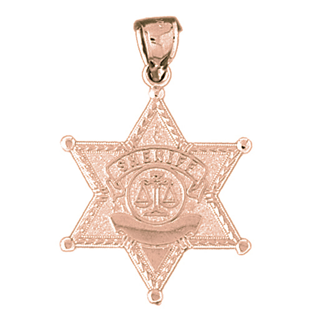 14K or 18K Gold Sheriff Badge Pendant