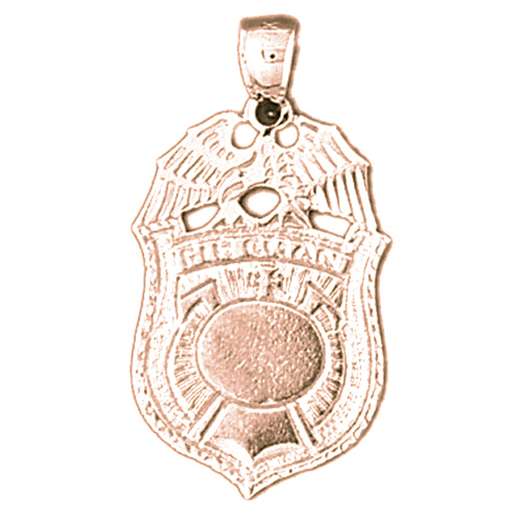 14K or 18K Gold Fireman Badge Pendant