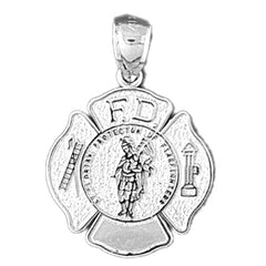 14K or 18K Gold Fire Department Badge Pendant