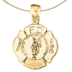 14K or 18K Gold Fire Department Badge Pendant