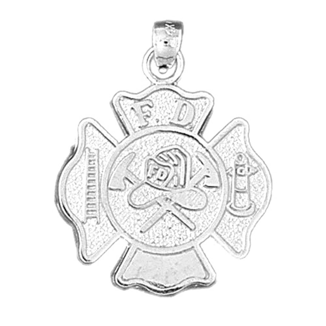 14K or 18K Gold Fire Department Badge Pendant
