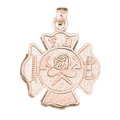 14K or 18K Gold Fire Department Badge Pendant
