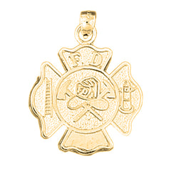 14K or 18K Gold Fire Department Badge Pendant