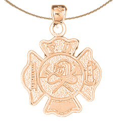 14K oder 18K Gold Feuerwehr-Abzeichen-Anhänger