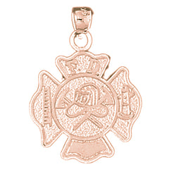 14K or 18K Gold Fire Department Badge Pendant