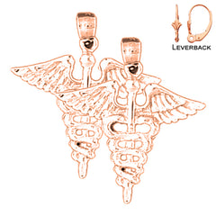 14K or 18K Gold Caduceus Earrings