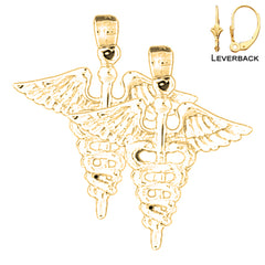 14K or 18K Gold Caduceus Earrings
