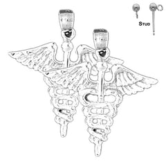 14K or 18K Gold Caduceus Earrings