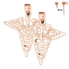 14K or 18K Gold Caduceus Earrings