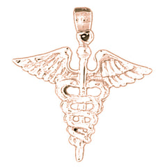 14K or 18K Gold Caduceus Pendant