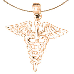 Caduceus-Anhänger aus 14 Karat oder 18 Karat Gold