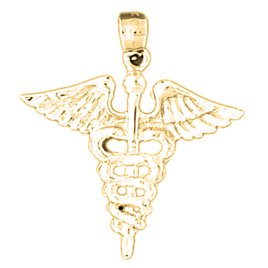 14K or 18K Gold Caduceus Pendant