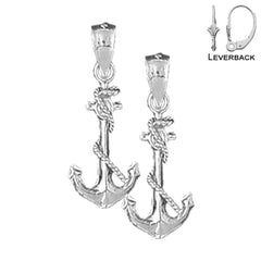 Pendientes de ancla con cuerda de oro de 14 quilates o 18 quilates de 25 mm