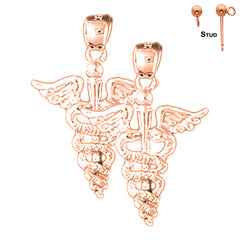14K or 18K Gold Caduceus Earrings
