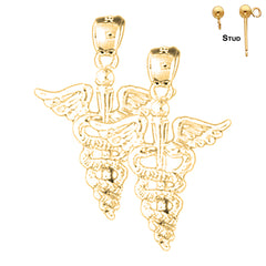 14K or 18K Gold Caduceus Earrings