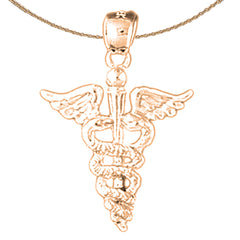 Caduceus-Anhänger aus 14 Karat oder 18 Karat Gold