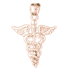 14K or 18K Gold Caduceus Pendant