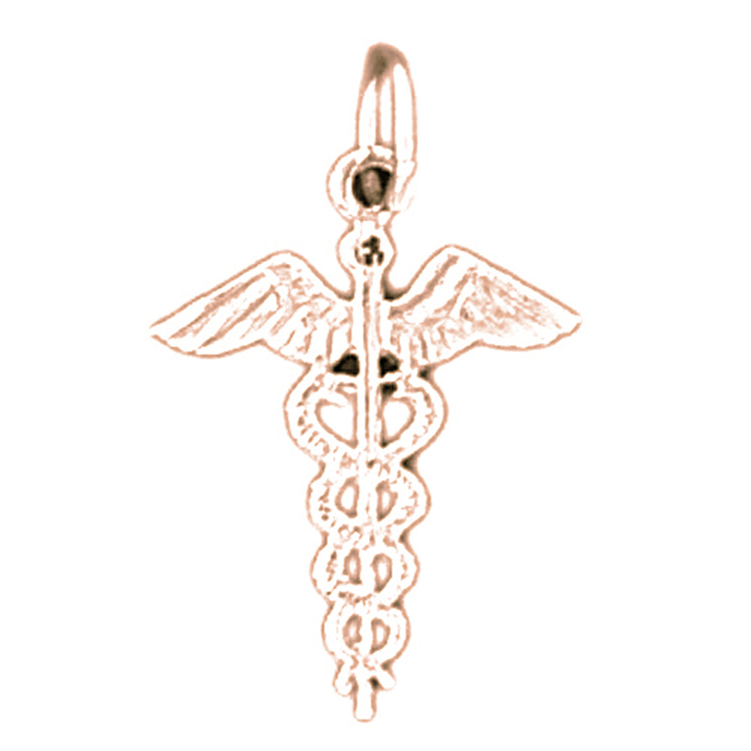 14K or 18K Gold Caduceus Pendant