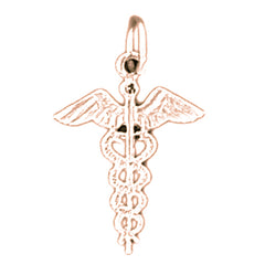 14K or 18K Gold Caduceus Pendant