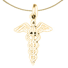 14K or 18K Gold Caduceus Pendant