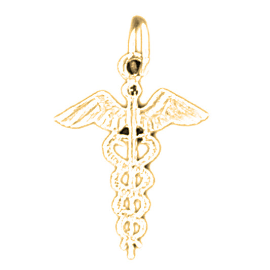 14K or 18K Gold Caduceus Pendant