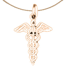 14K or 18K Gold Caduceus Pendant