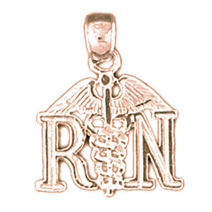 14K or 18K Gold R.N. Registered Nurse Pendant