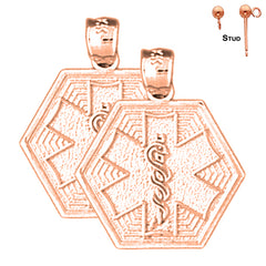 Pendientes con símbolo de estrella de la vida hexagonal de oro de 14 quilates o 18 quilates de 21 mm