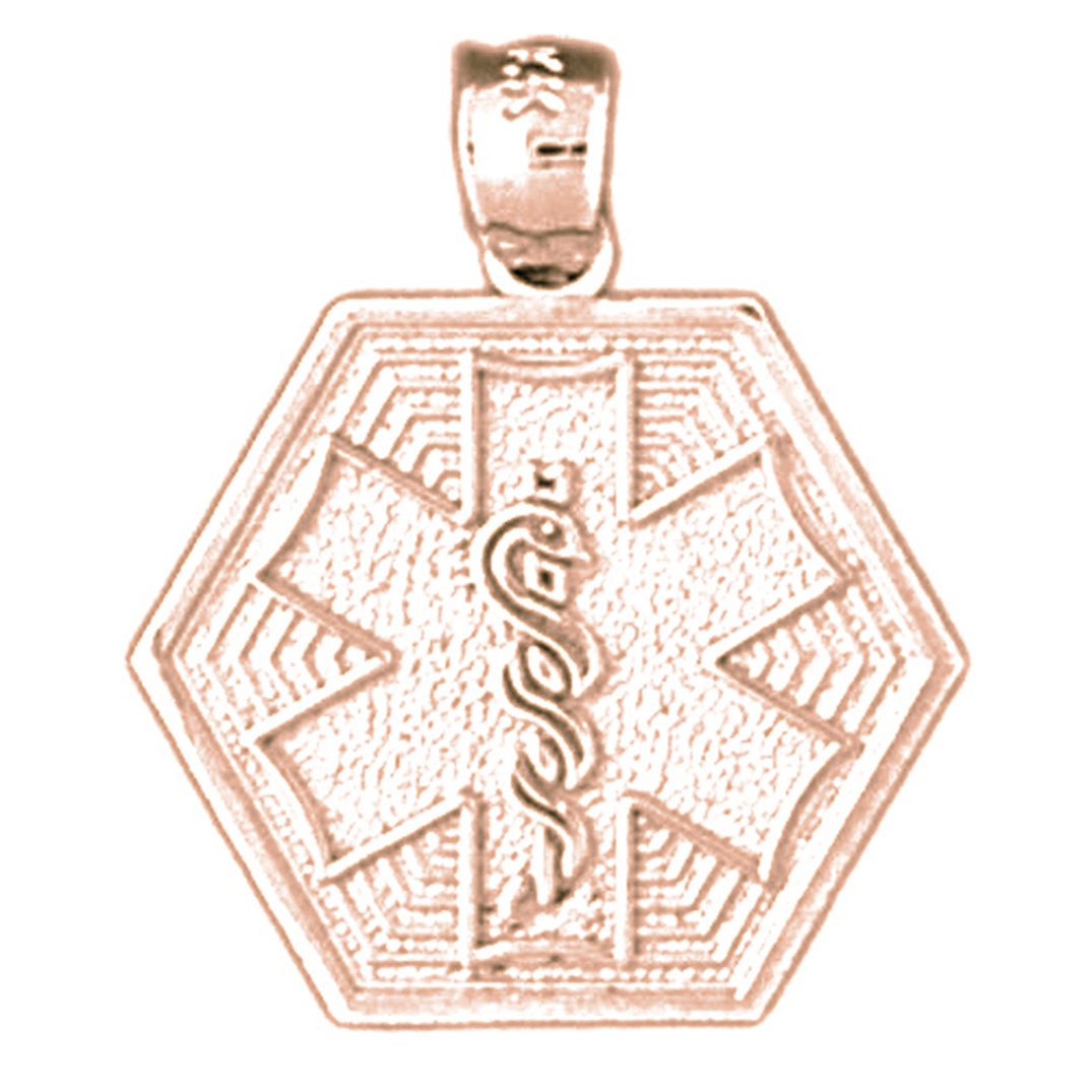 14K or 18K Gold Hexagon Star of Life Symbol Pendant