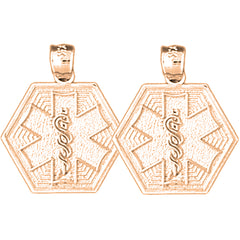 14K or 18K Gold 21mm Hexagon Star of Life Symbol Earrings