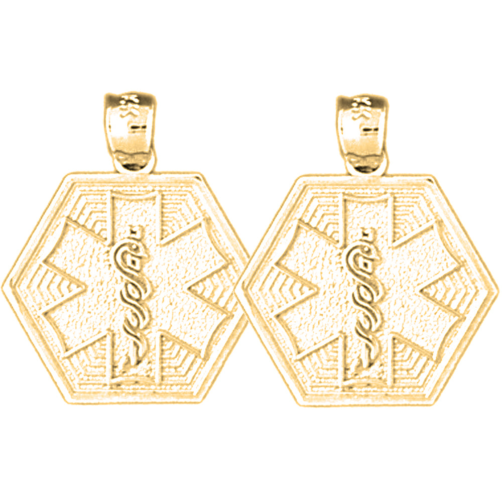 14K or 18K Gold 21mm Hexagon Star of Life Symbol Earrings