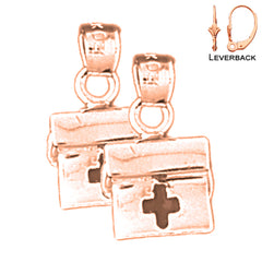 14K or 18K Gold 3D Medical Bag Earrings