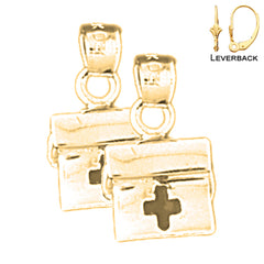 14K or 18K Gold 3D Medical Bag Earrings