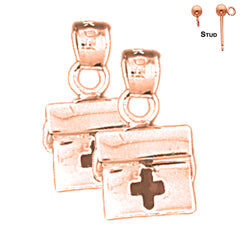 14K or 18K Gold 3D Medical Bag Earrings