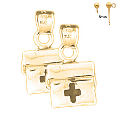 14K or 18K Gold 3D Medical Bag Earrings