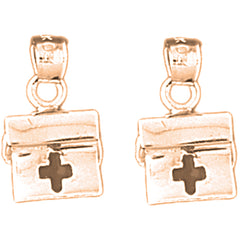 14K or 18K Gold 16mm 3D Medical Bag Earrings