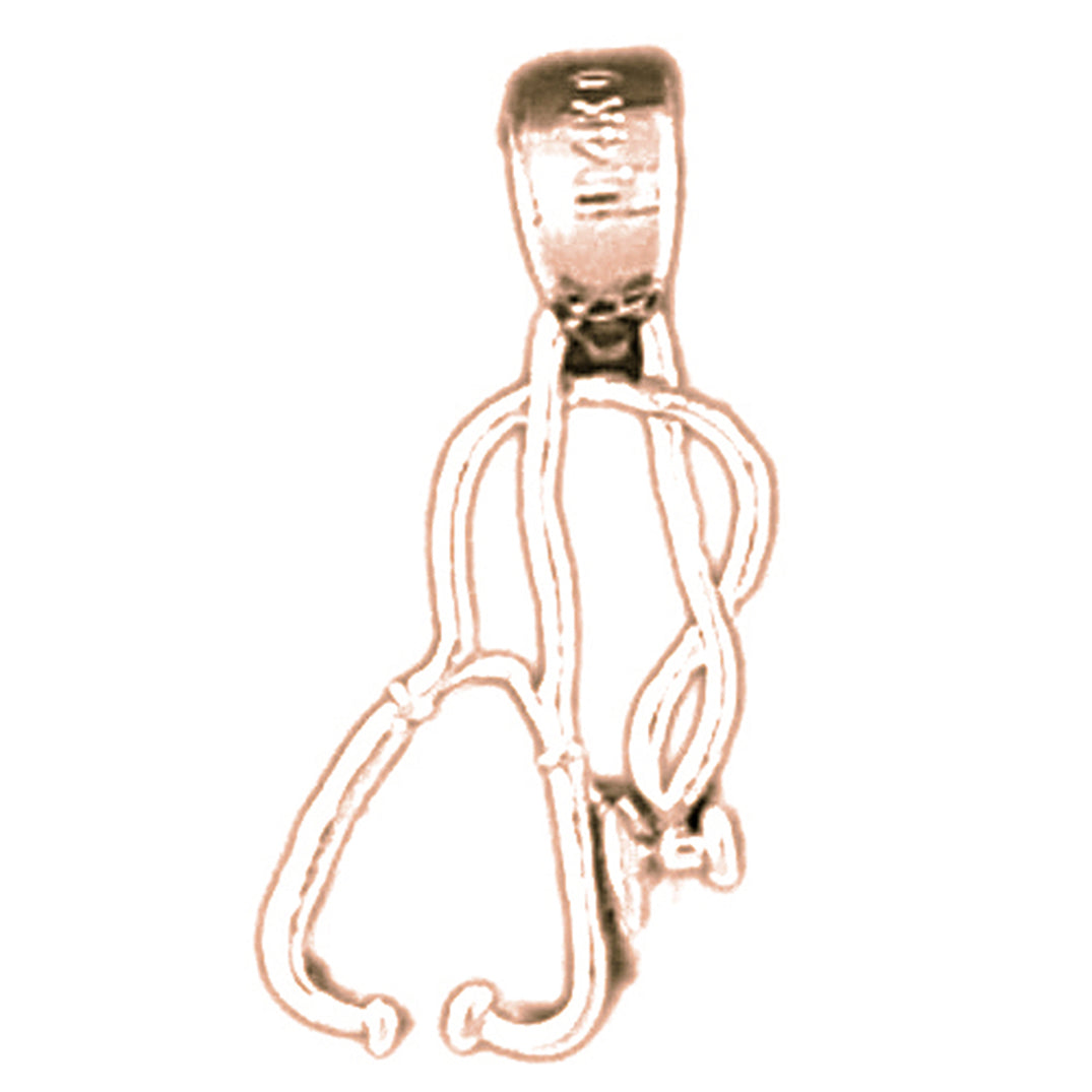 14K or 18K Gold 3D Stethoscope Pendant