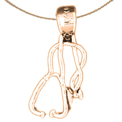 14K or 18K Gold 3D Stethoscope Pendant