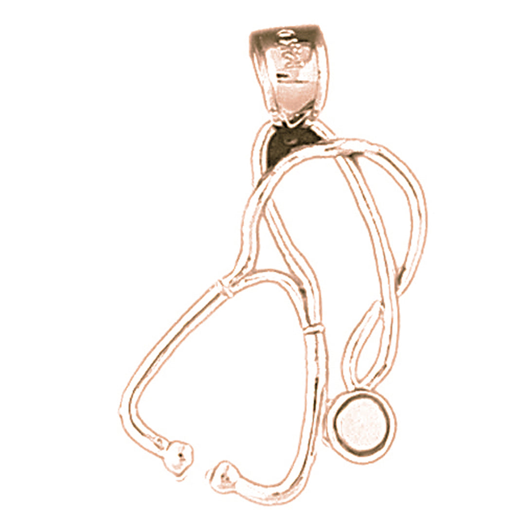 14K or 18K Gold 3D Stethoscope Pendant