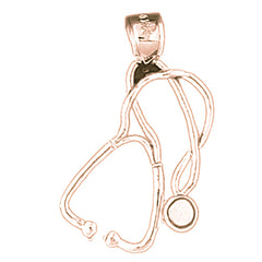 14K or 18K Gold 3D Stethoscope Pendant