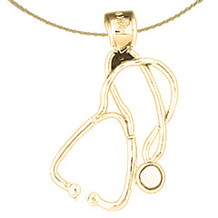 14K or 18K Gold 3D Stethoscope Pendant