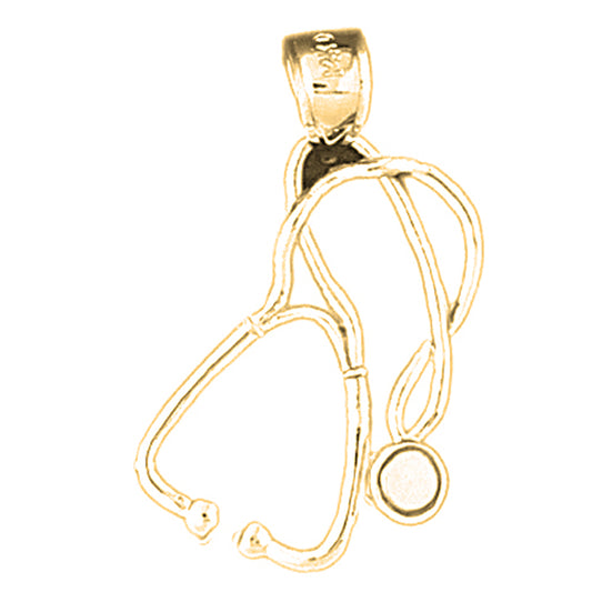 14K or 18K Gold 3D Stethoscope Pendant