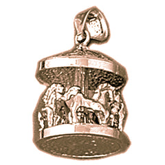 14K or 18K Gold 3D Carousel Pendant