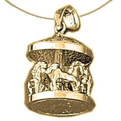 14K oder 18K Gold 3D Karussell Anhänger