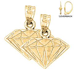 Sterling Silver 18mm Diamond Earrings (White or Yellow Gold Plated)