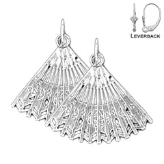 Sterling Silver 22mm Fan Earrings (White or Yellow Gold Plated)
