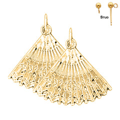 Sterling Silver 22mm Fan Earrings (White or Yellow Gold Plated)